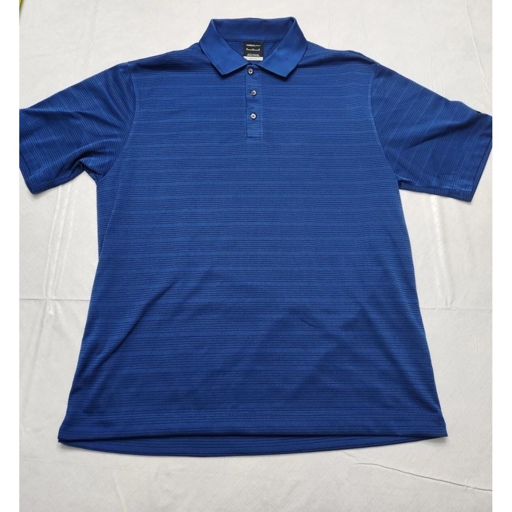 Nike Golf Polo Shirt Mens Medium Blue Dri-Fit Performance Stripe Athletic Casual
